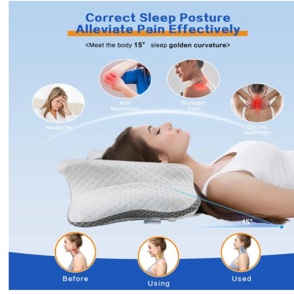 G328 Pain Relief Premium Memory Foam Cervical Pillow for Neck Support Queen Size - Picture 6 of 6